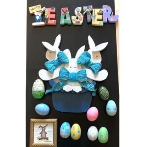 Easter and spring decorations all pre-owned - Sign, Eggs, etc, picture